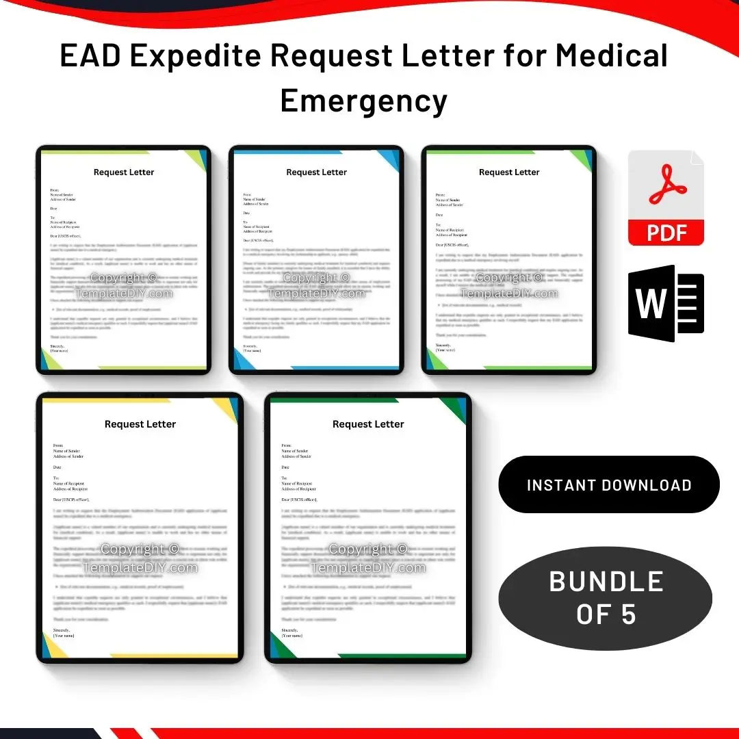 EAD Expedite Request Letter for Medical Emergency in PDF & Word