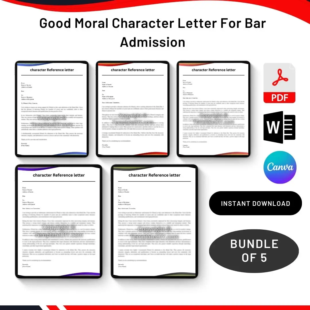 Good Moral Character Letter For Bar Admission in PDF & Word