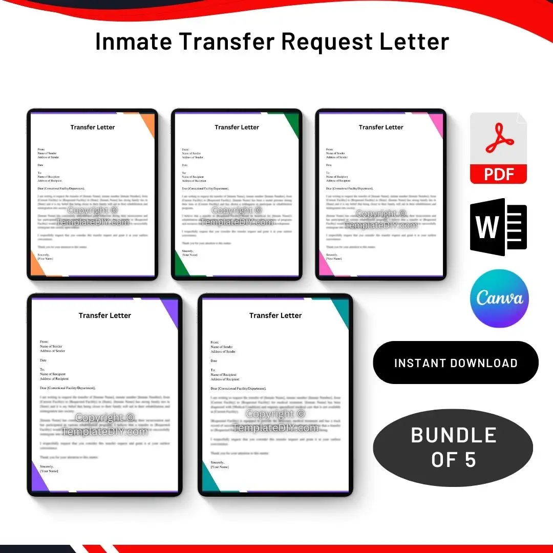 Inmate Transfer Request Letter in PDF & Word
