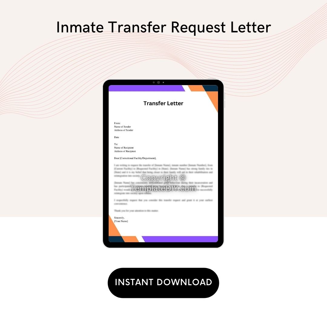 Inmate Transfer Request Letter with Examples in Pdf and Word