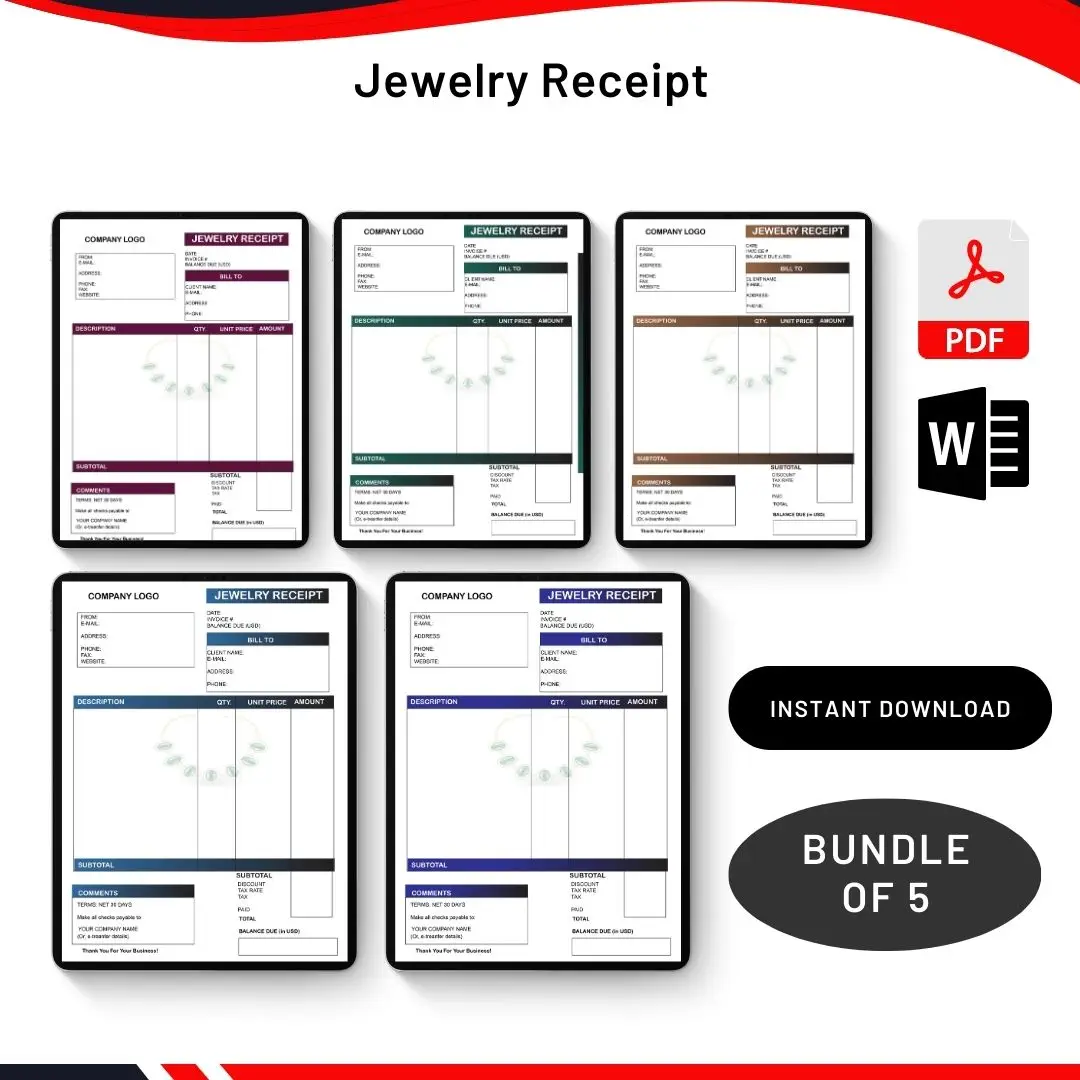 Jewelry Receipt in PDF & Word