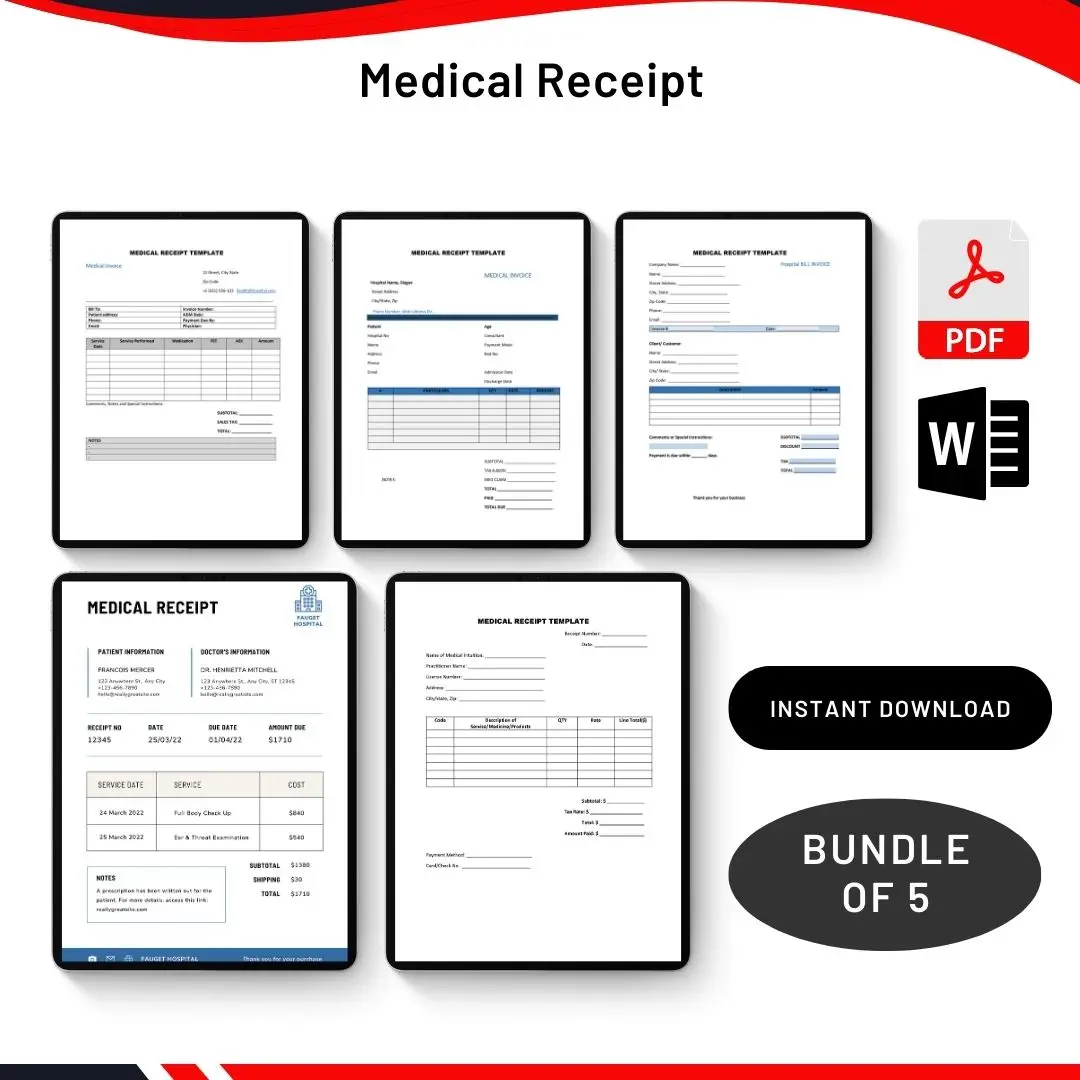 Medical Receipt in PDF & Word