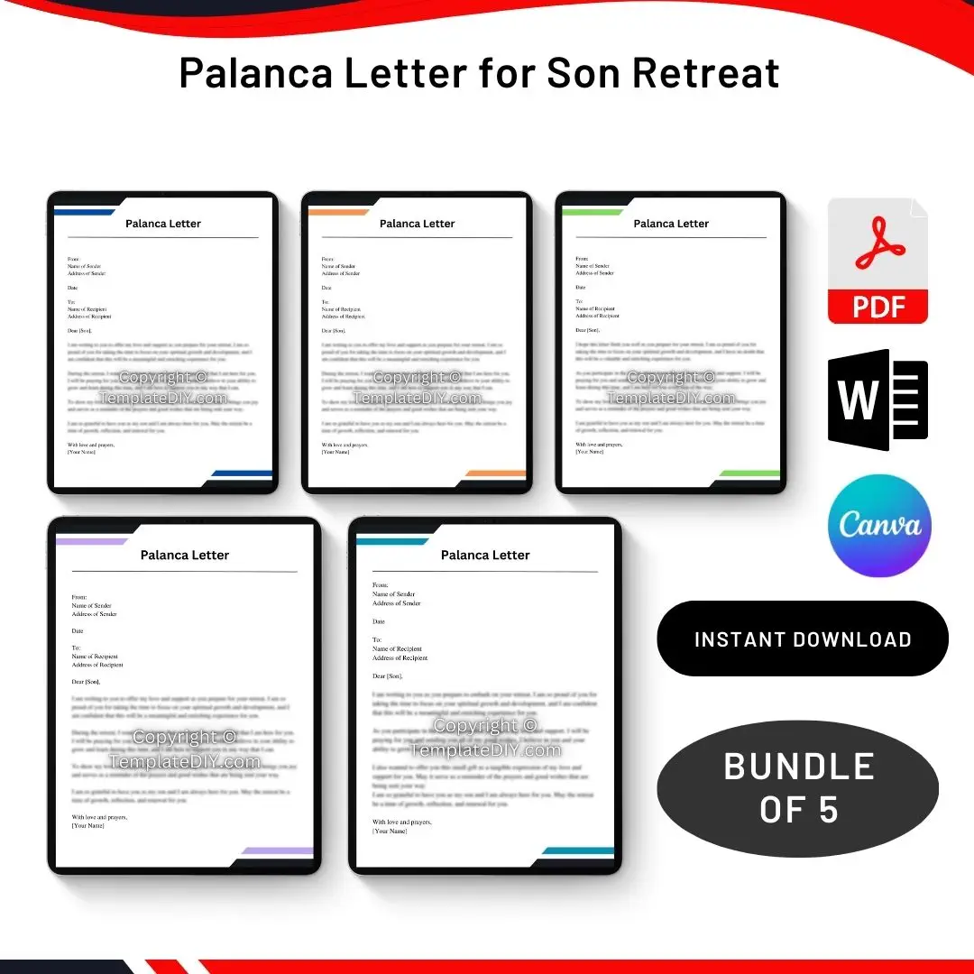 Palanca Letter for Son Retreat in PDF & Word