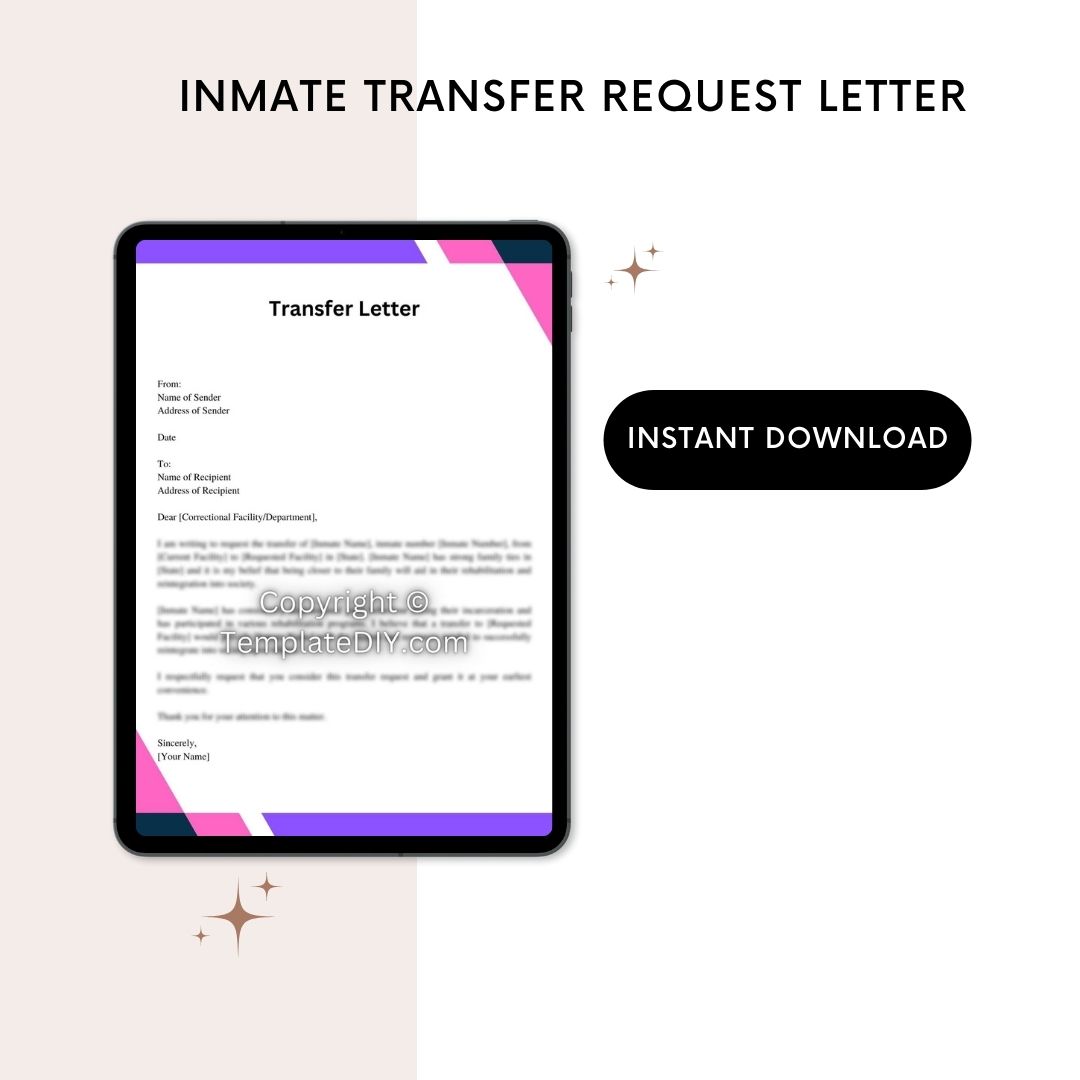 Inmate Transfer Request Letter with Examples in Pdf and Word